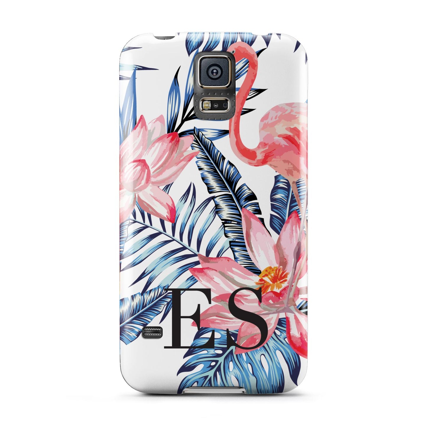 Blue Leaves Pink Flamingos Samsung Galaxy S5 Case