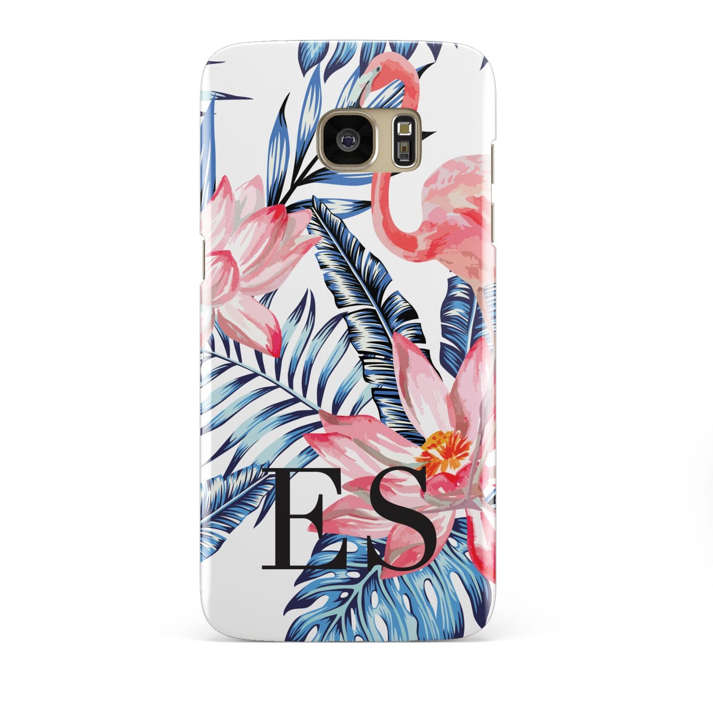 Blue Leaves Pink Flamingos Samsung Galaxy S7 Edge Case