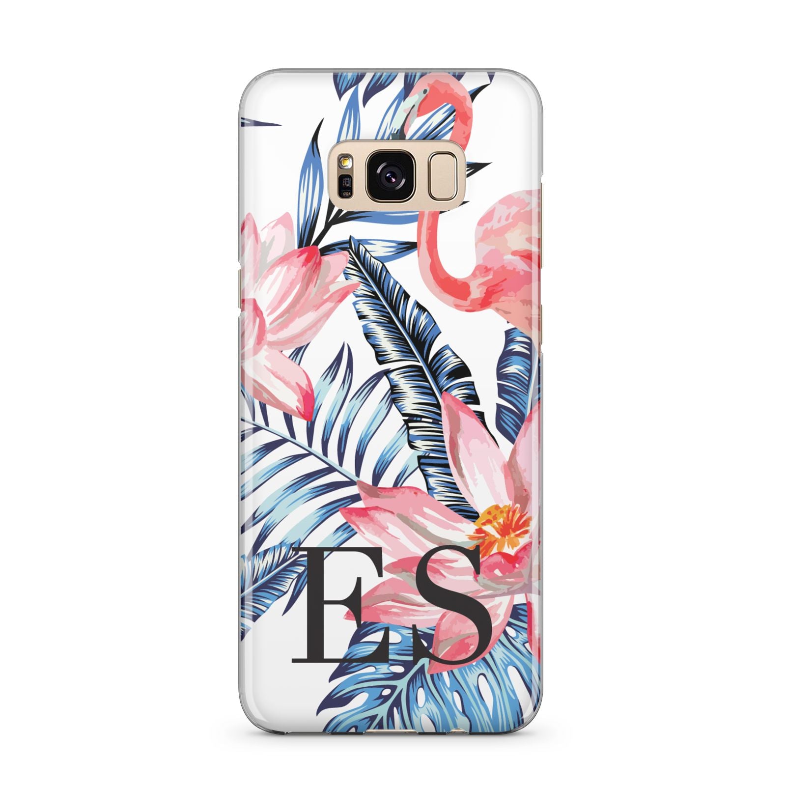 Blue Leaves Pink Flamingos Samsung Galaxy S8 Plus Case