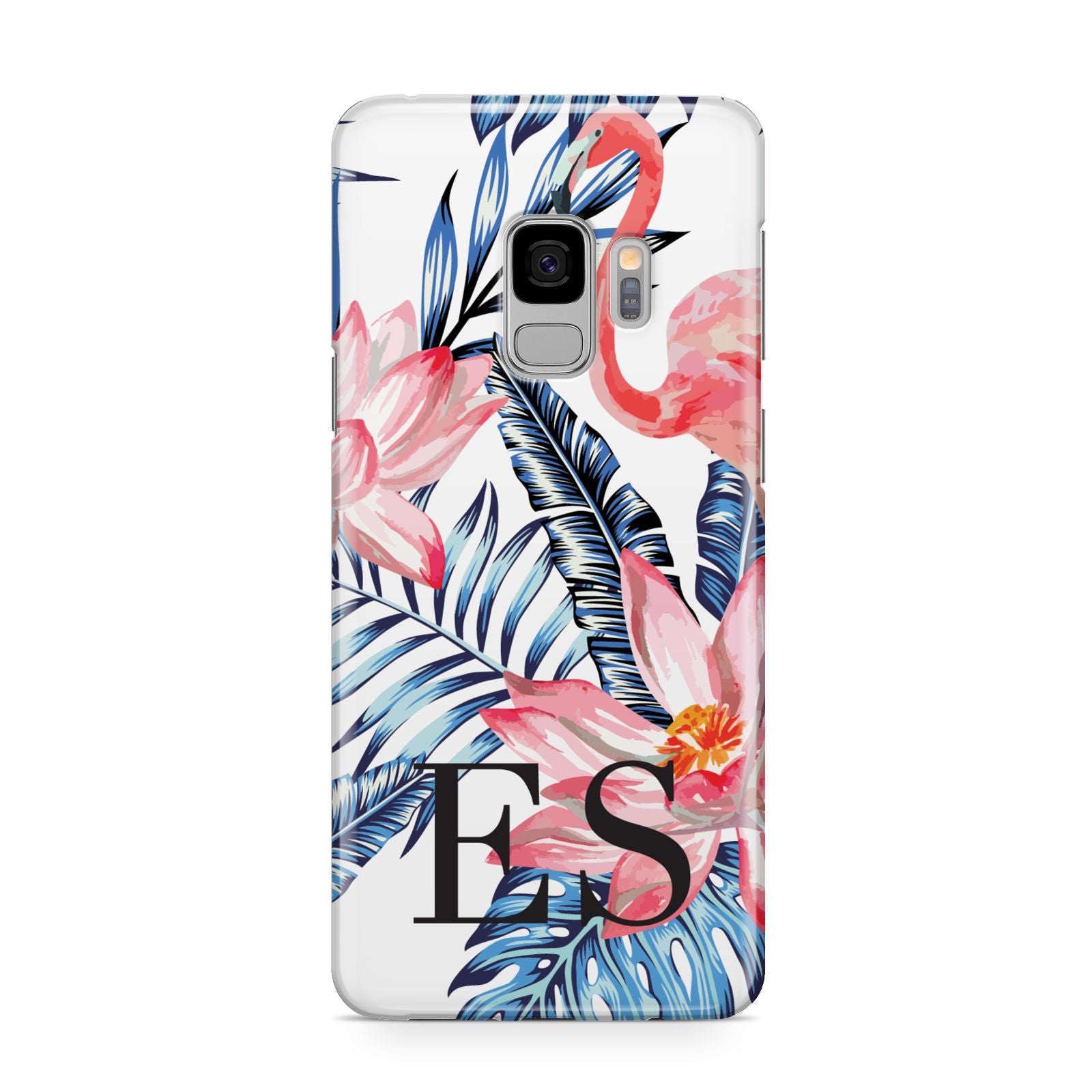 Blue Leaves Pink Flamingos Samsung Galaxy S9 Case