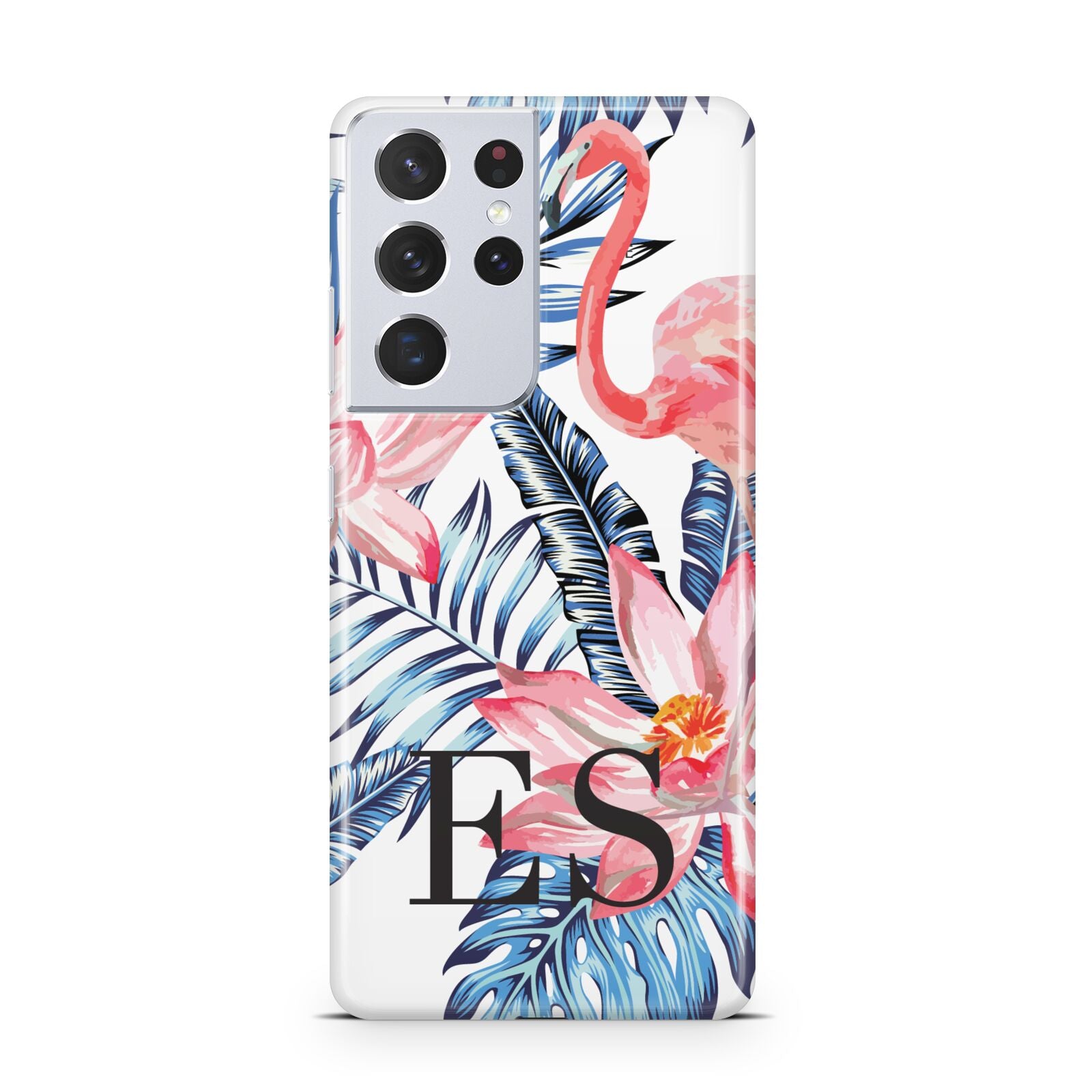 Blue Leaves Pink Flamingos Samsung S21 Ultra Case