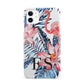 Blue Leaves Pink Flamingos iPhone 11 3D Snap Case