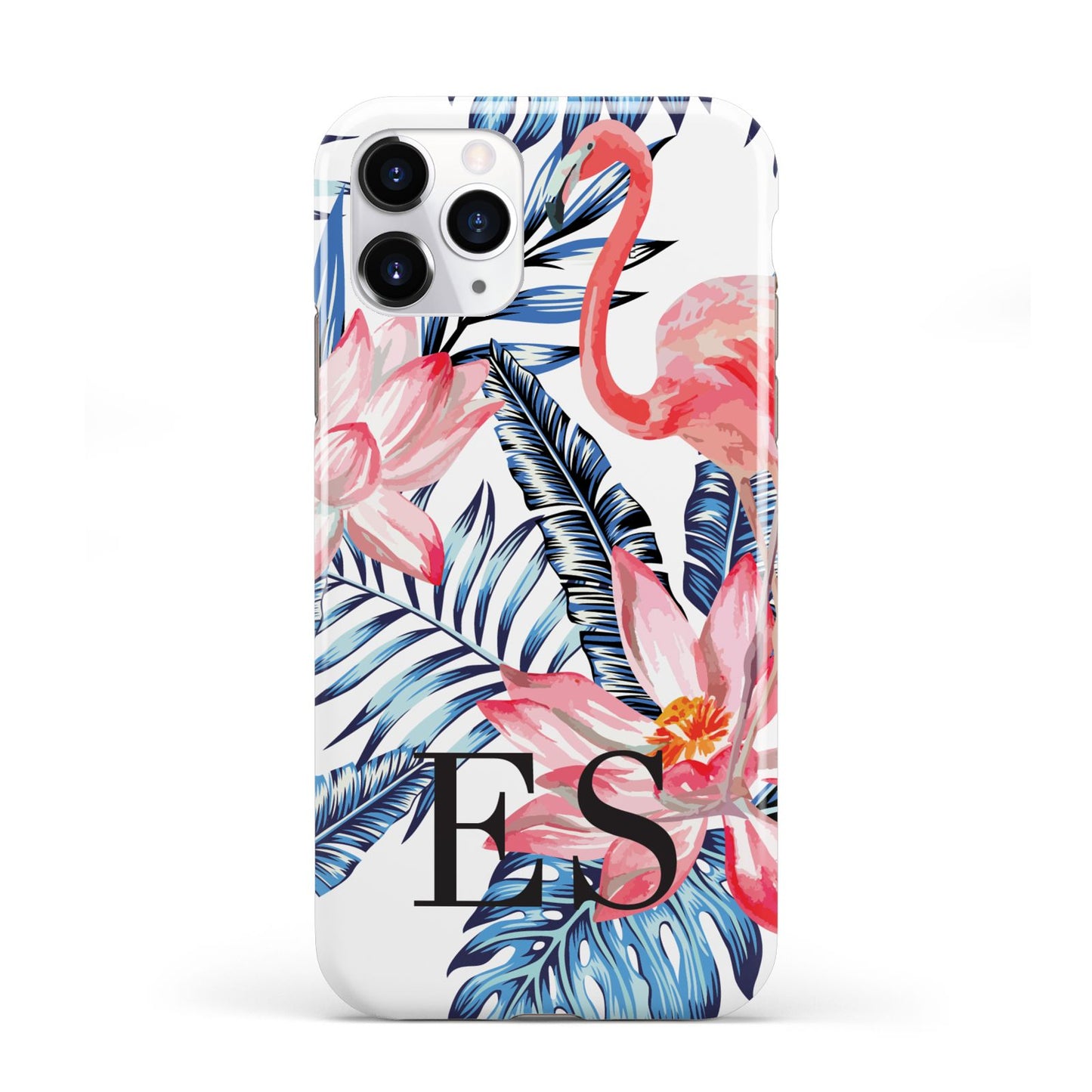 Blue Leaves Pink Flamingos iPhone 11 Pro 3D Tough Case