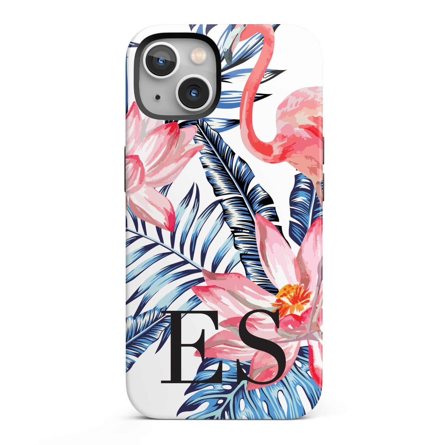 Blue Leaves Pink Flamingos iPhone 13 Full Wrap 3D Tough Case