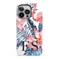 Blue Leaves Pink Flamingos iPhone 13 Pro Full Wrap 3D Tough Case