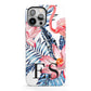 Blue Leaves Pink Flamingos iPhone 13 Pro Max Full Wrap 3D Tough Case