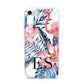 Blue Leaves Pink Flamingos iPhone 7 Bumper Case on Silver iPhone
