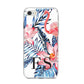 Blue Leaves Pink Flamingos iPhone 8 Bumper Case on Silver iPhone