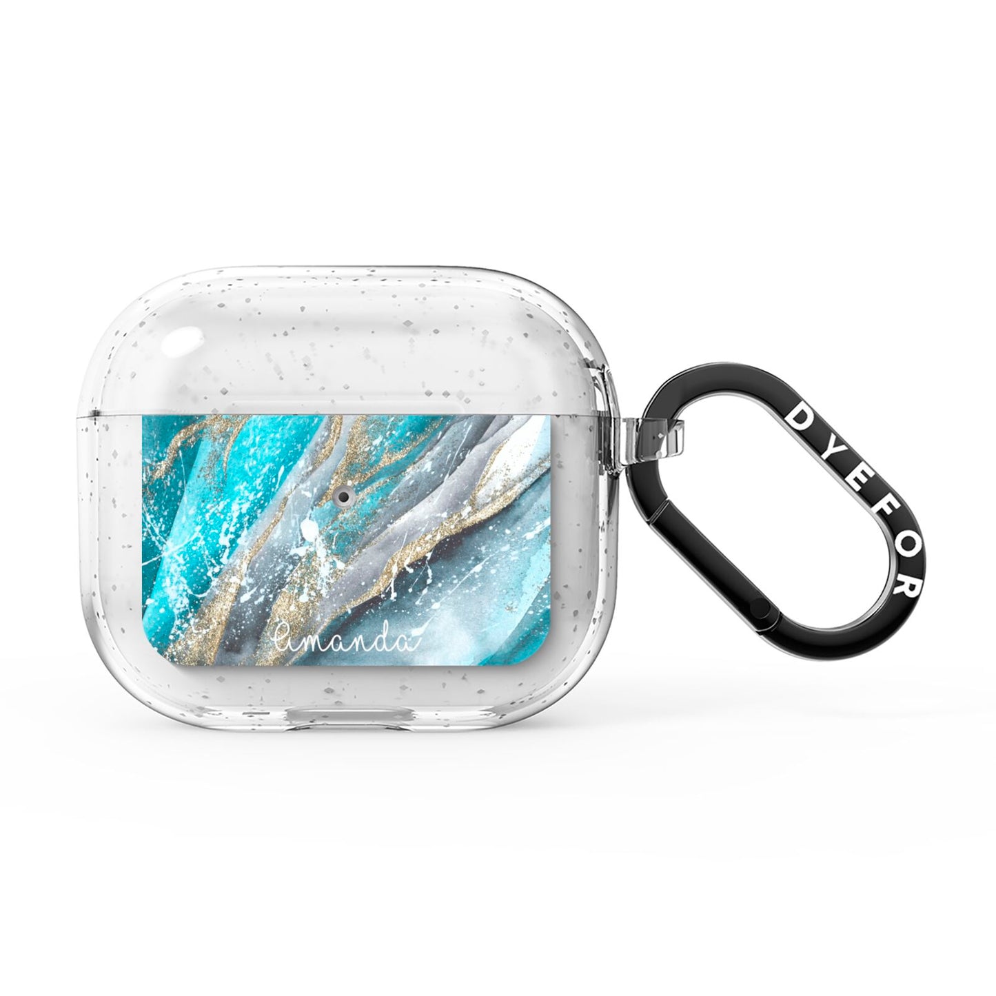 Blue Marble Custom Name AirPods Glitter Case 3rd Gen
