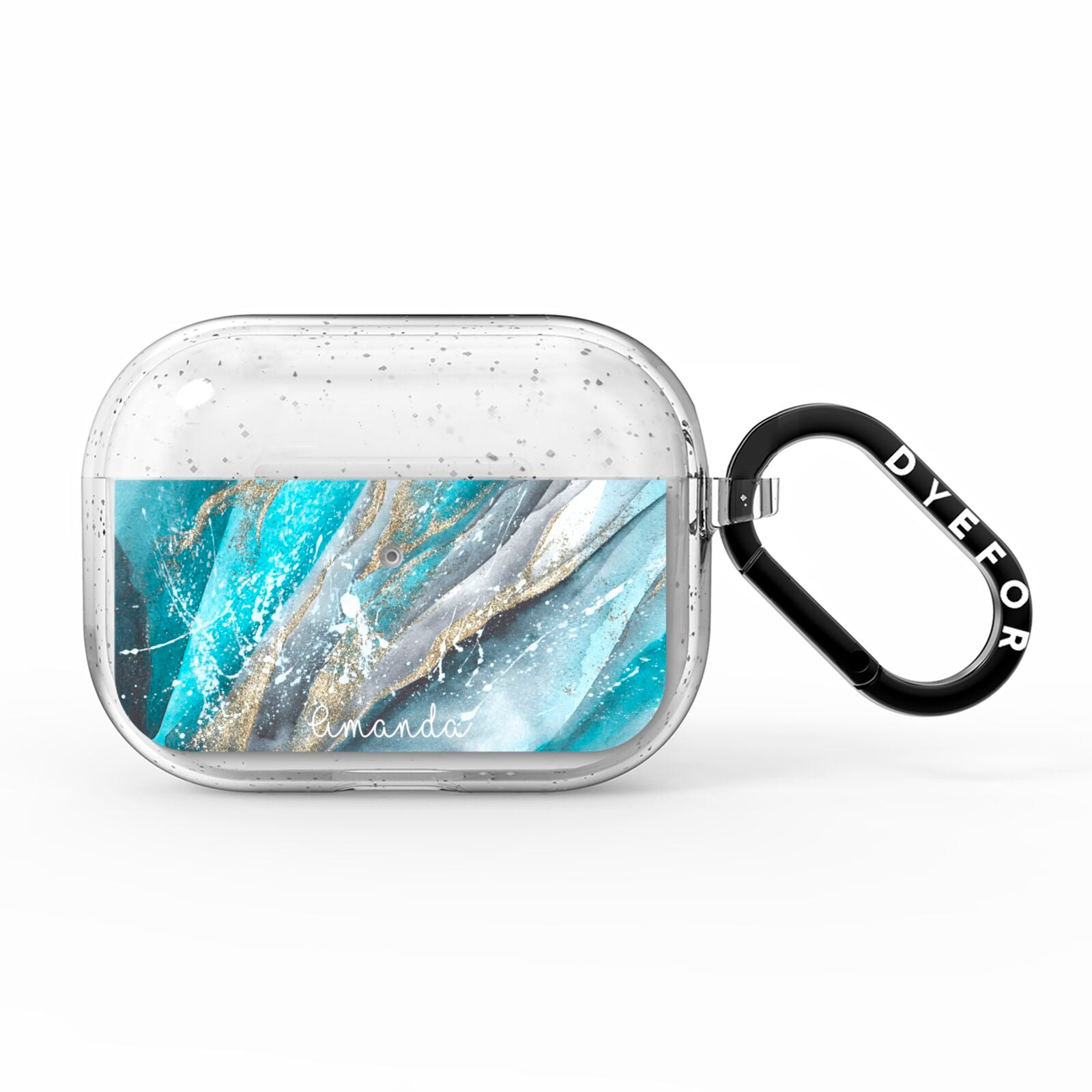 Blue Marble Custom Name AirPods Pro Glitter Case