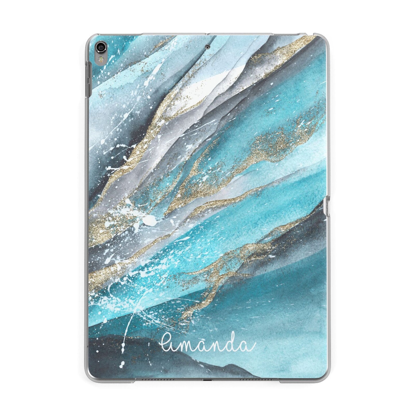 Blue Marble Custom Name Apple iPad Grey Case