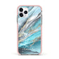 Blue Marble Custom Name Apple iPhone 11 Pro in Silver with Pink Impact Case