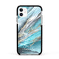 Blue Marble Custom Name Apple iPhone 11 in White with Black Impact Case