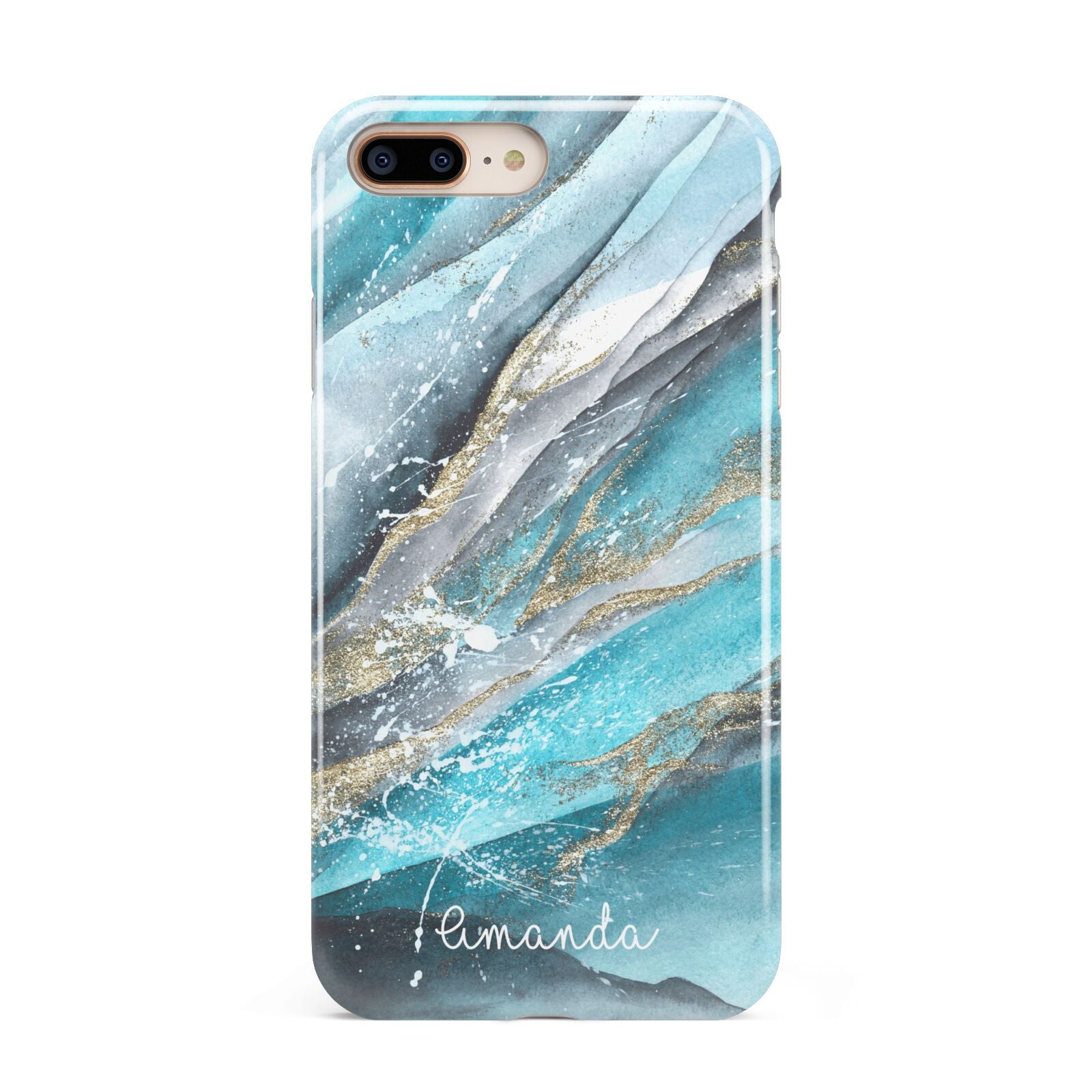 Blue Marble Custom Name Apple iPhone 7 8 Plus 3D Tough Case