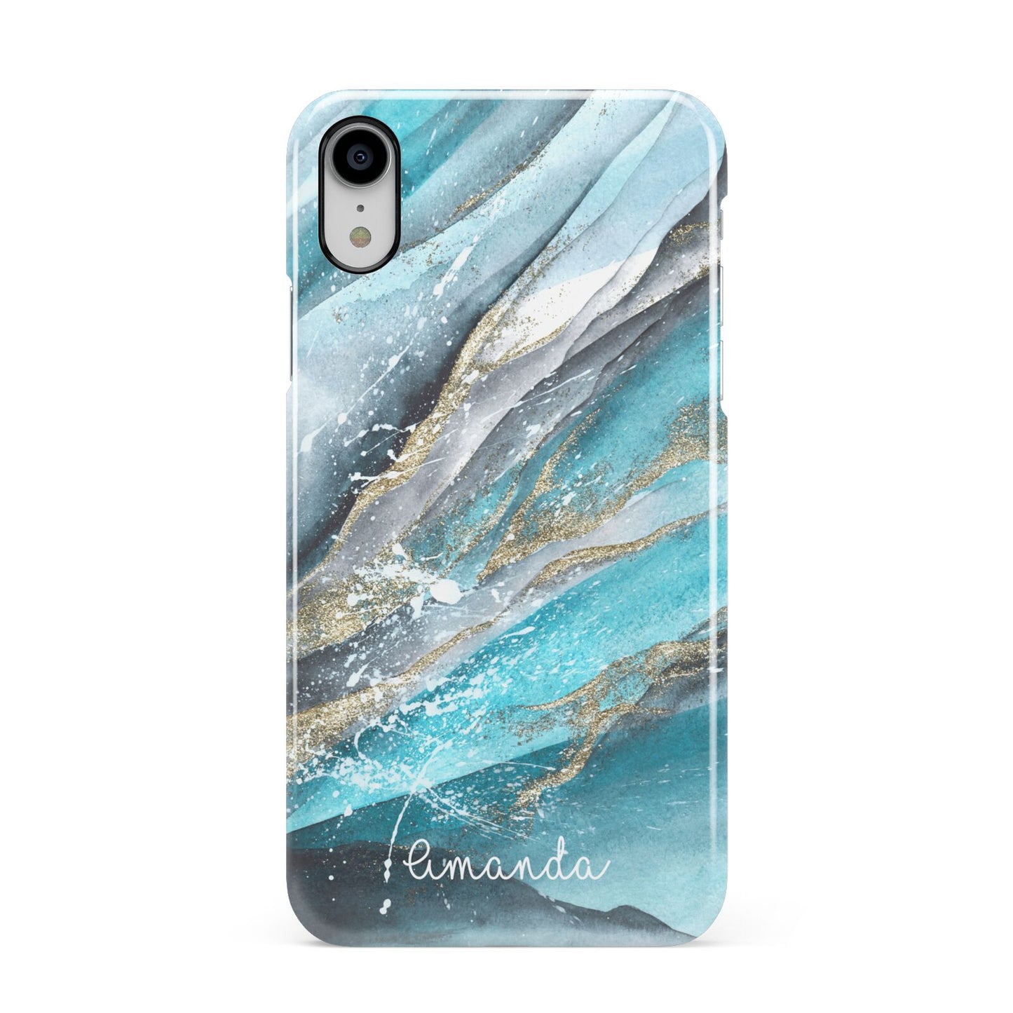 Blue Marble Custom Name Apple iPhone XR White 3D Snap Case