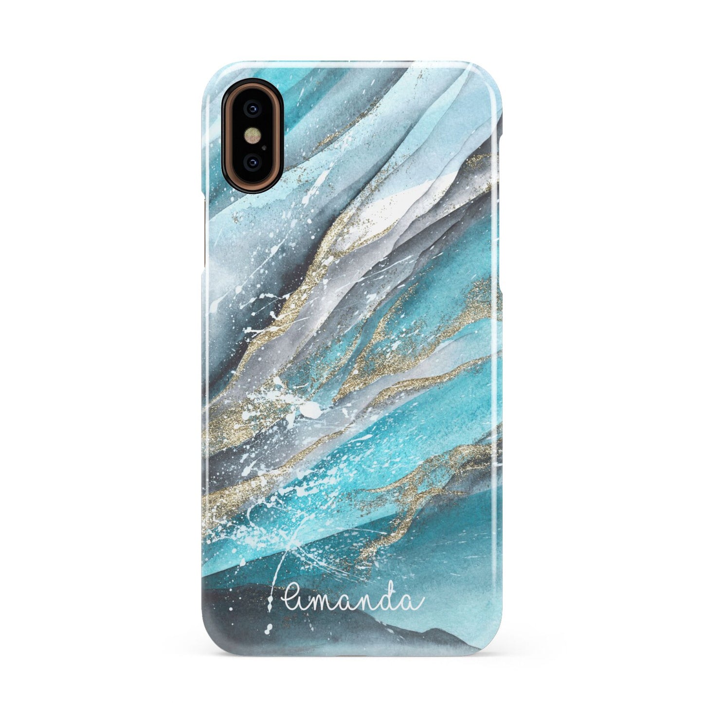 Blue Marble Custom Name Apple iPhone XS 3D Snap Case