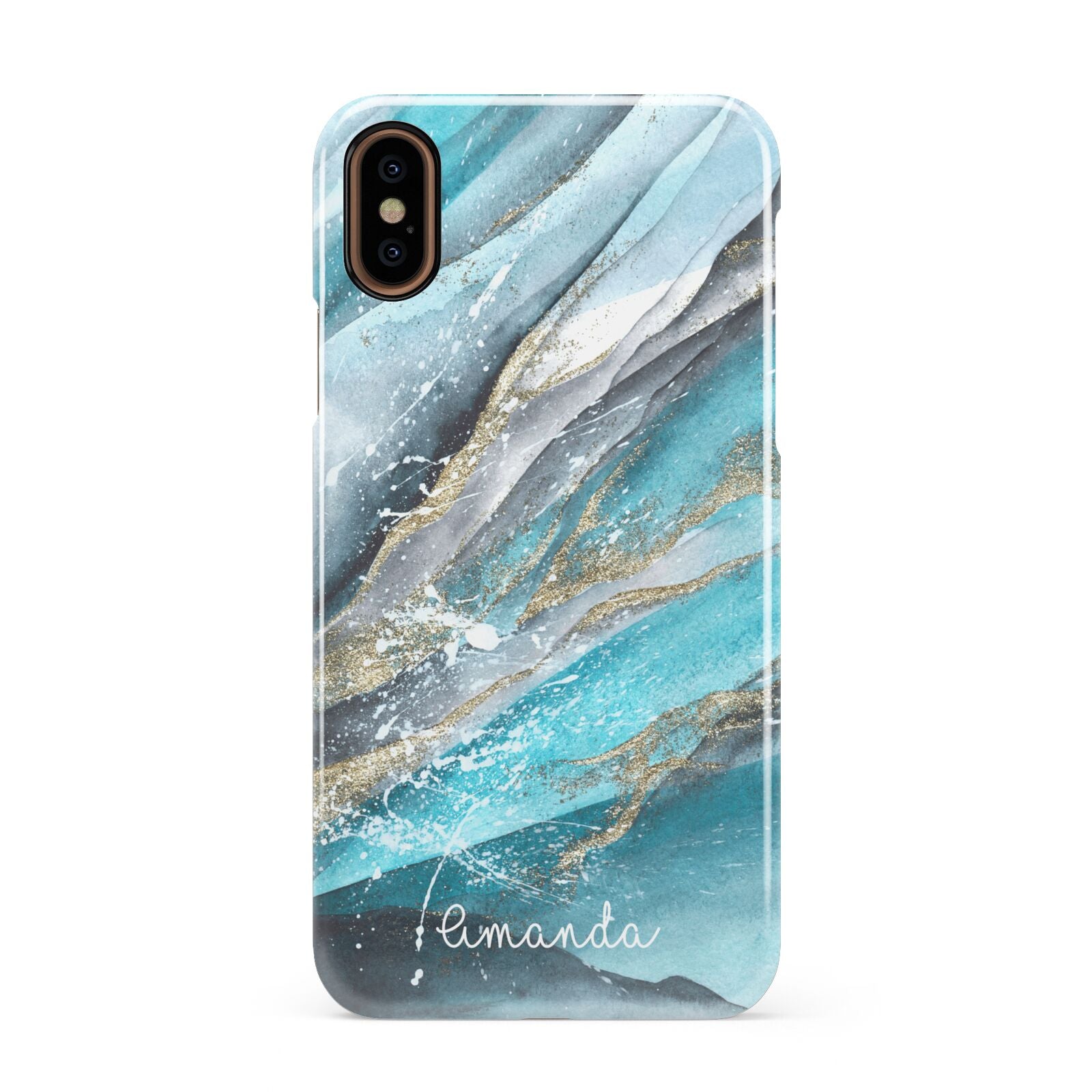Blue Marble Custom Name Apple iPhone XS 3D Snap Case
