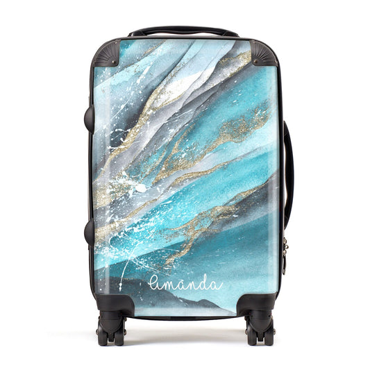 Blue Marble Custom Name Suitcase