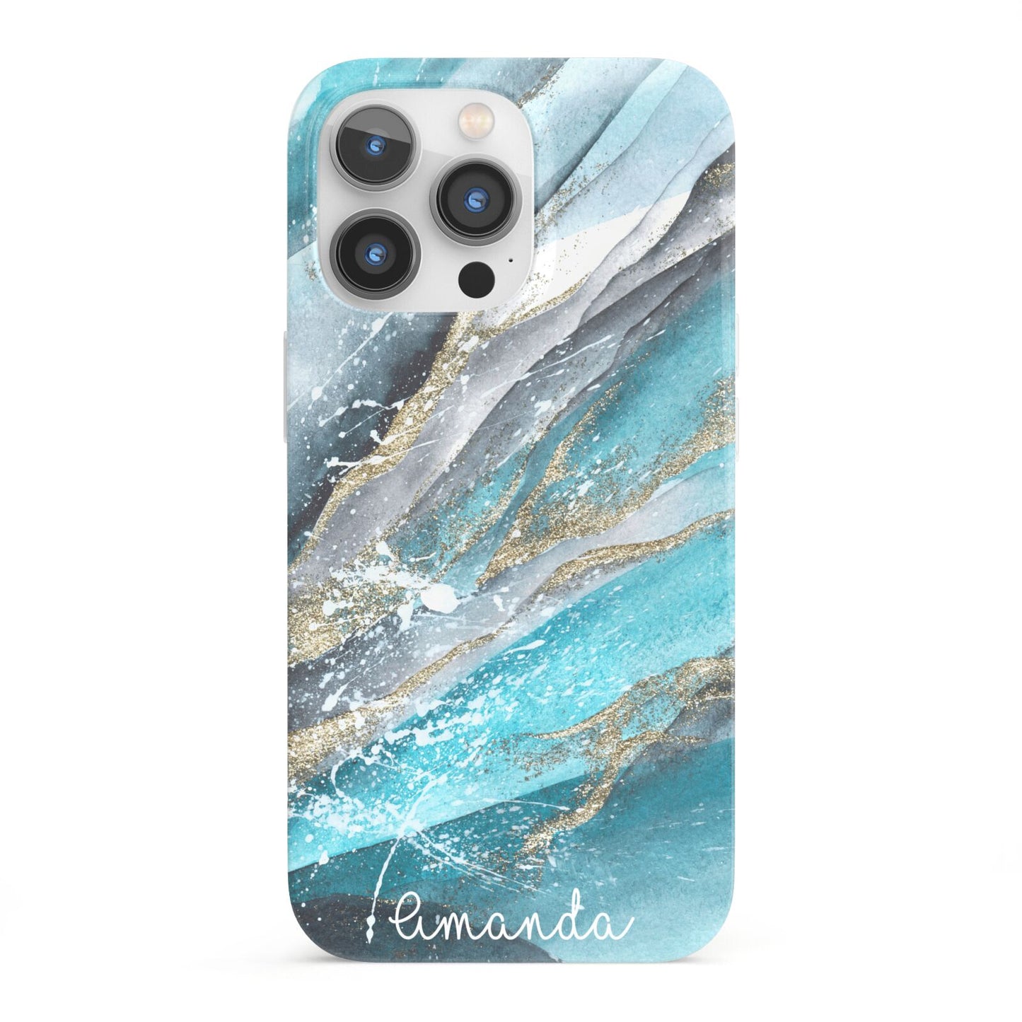Blue Marble Custom Name iPhone 13 Pro Full Wrap 3D Snap Case