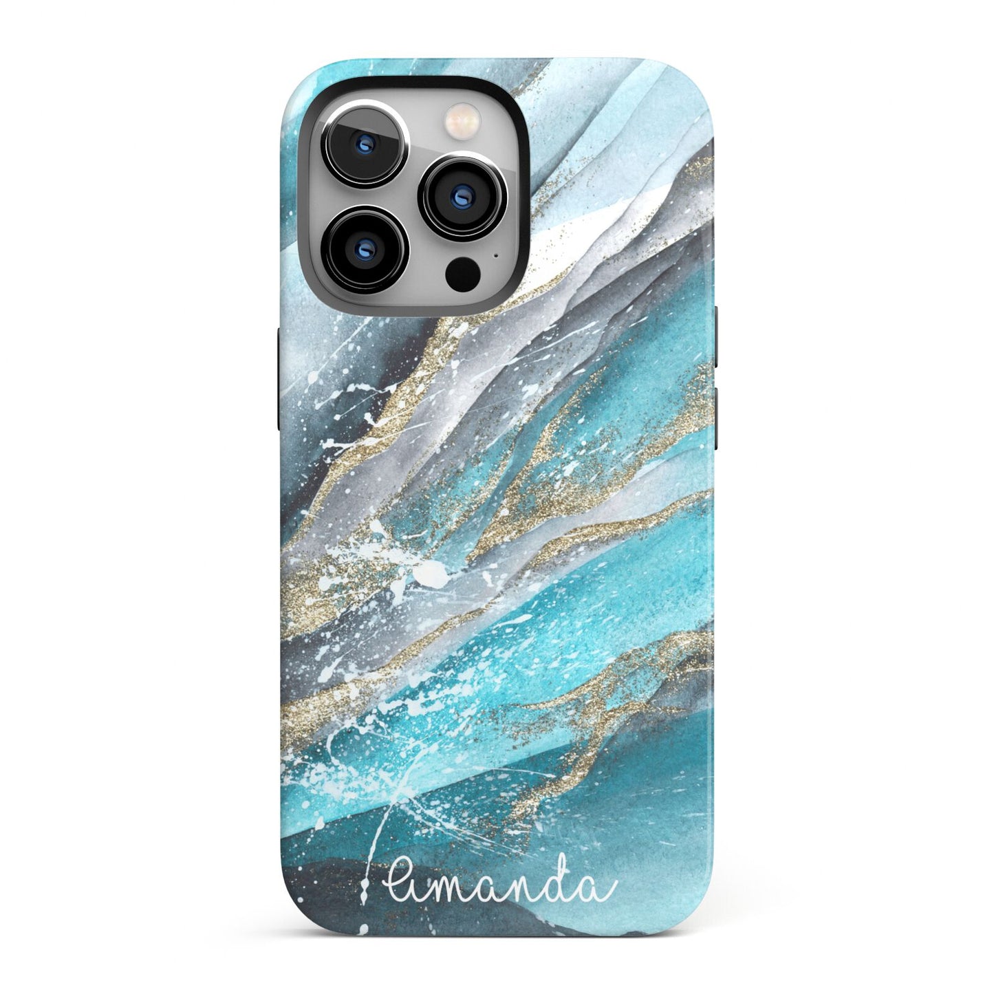 Blue Marble Custom Name iPhone 13 Pro Full Wrap 3D Tough Case