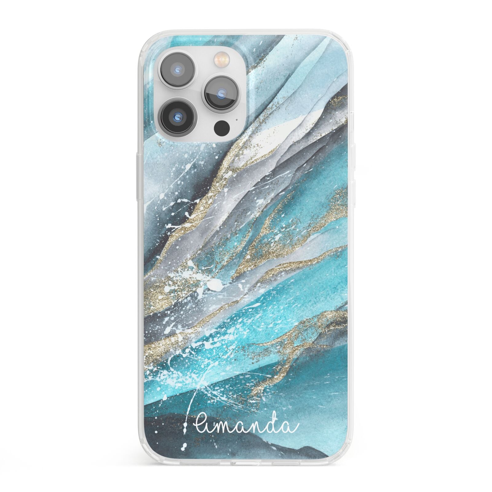 Blue Marble Custom Name iPhone 13 Pro Max Clear Bumper Case