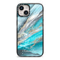Blue Marble Custom Name iPhone 14 Black Impact Case on Silver phone