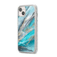 Blue Marble Custom Name iPhone 14 Plus Glitter Tough Case Starlight Angled Image