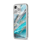 Blue Marble Custom Name iPhone 14 Pro Max Clear Tough Case Silver Angled Image