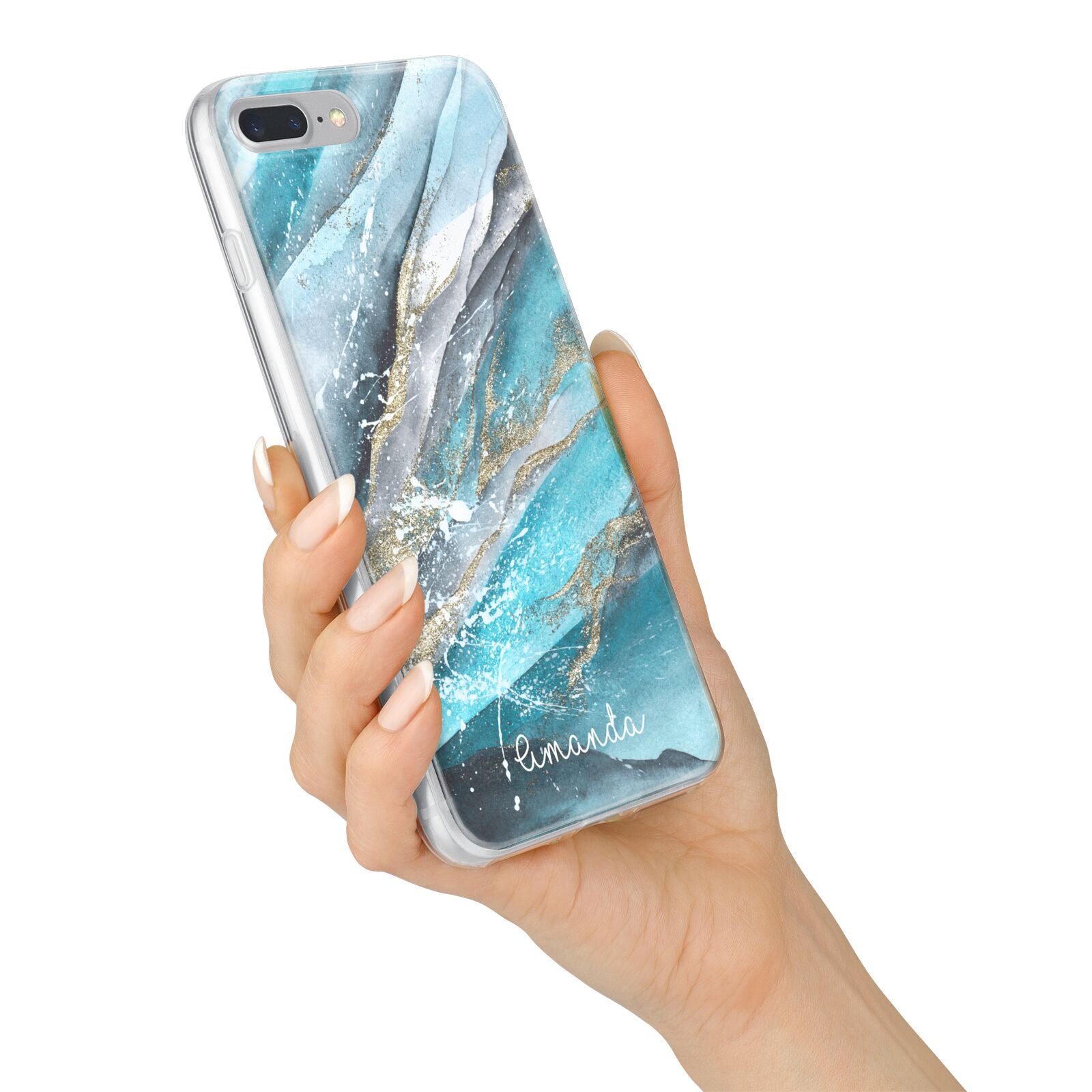 Blue Marble Custom Name iPhone 7 Plus Bumper Case on Silver iPhone Alternative Image