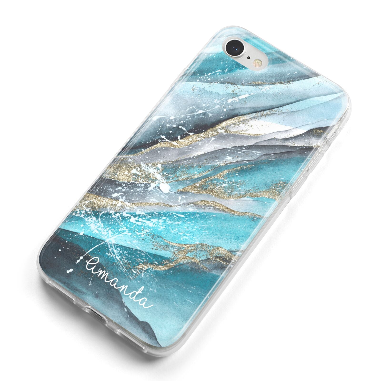 Blue Marble Custom Name iPhone 8 Bumper Case on Silver iPhone Alternative Image