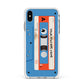 Blue Mixtape Custom Apple iPhone Xs Max Impact Case White Edge on Silver Phone