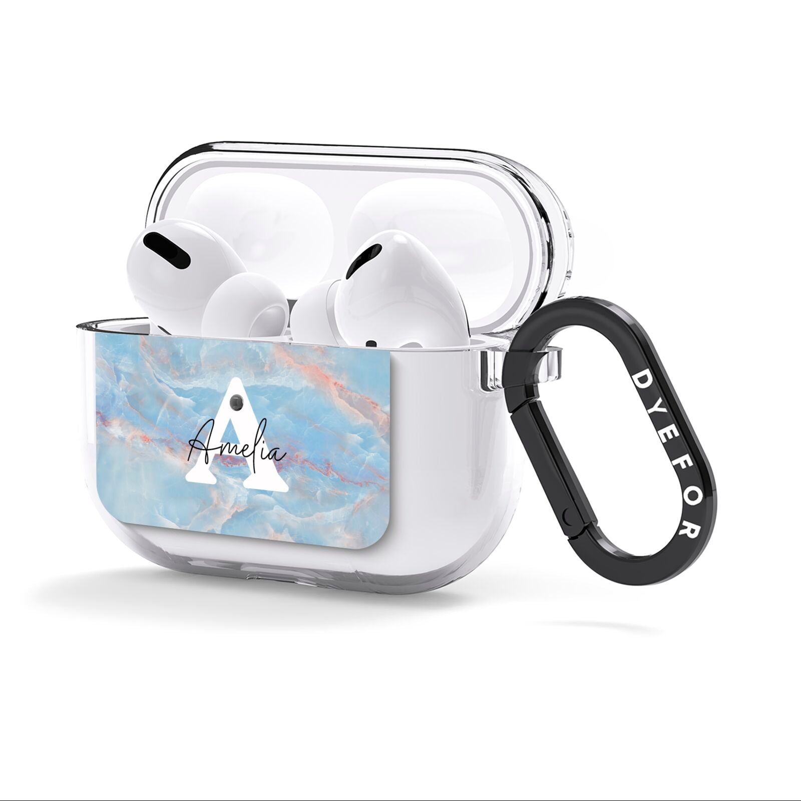 Blue Onyx Marble AirPods Clear Case 3rd Gen Side Image