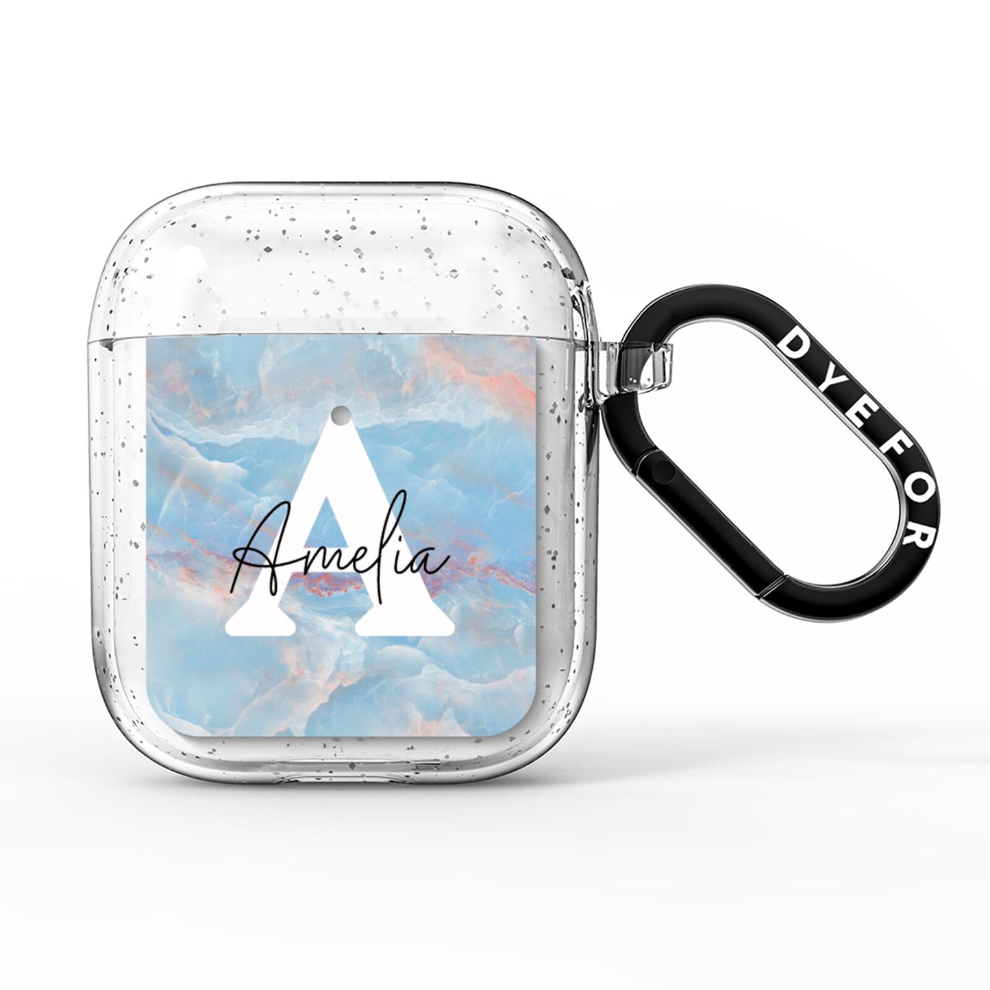 Blue Onyx Marble AirPods Glitter Case