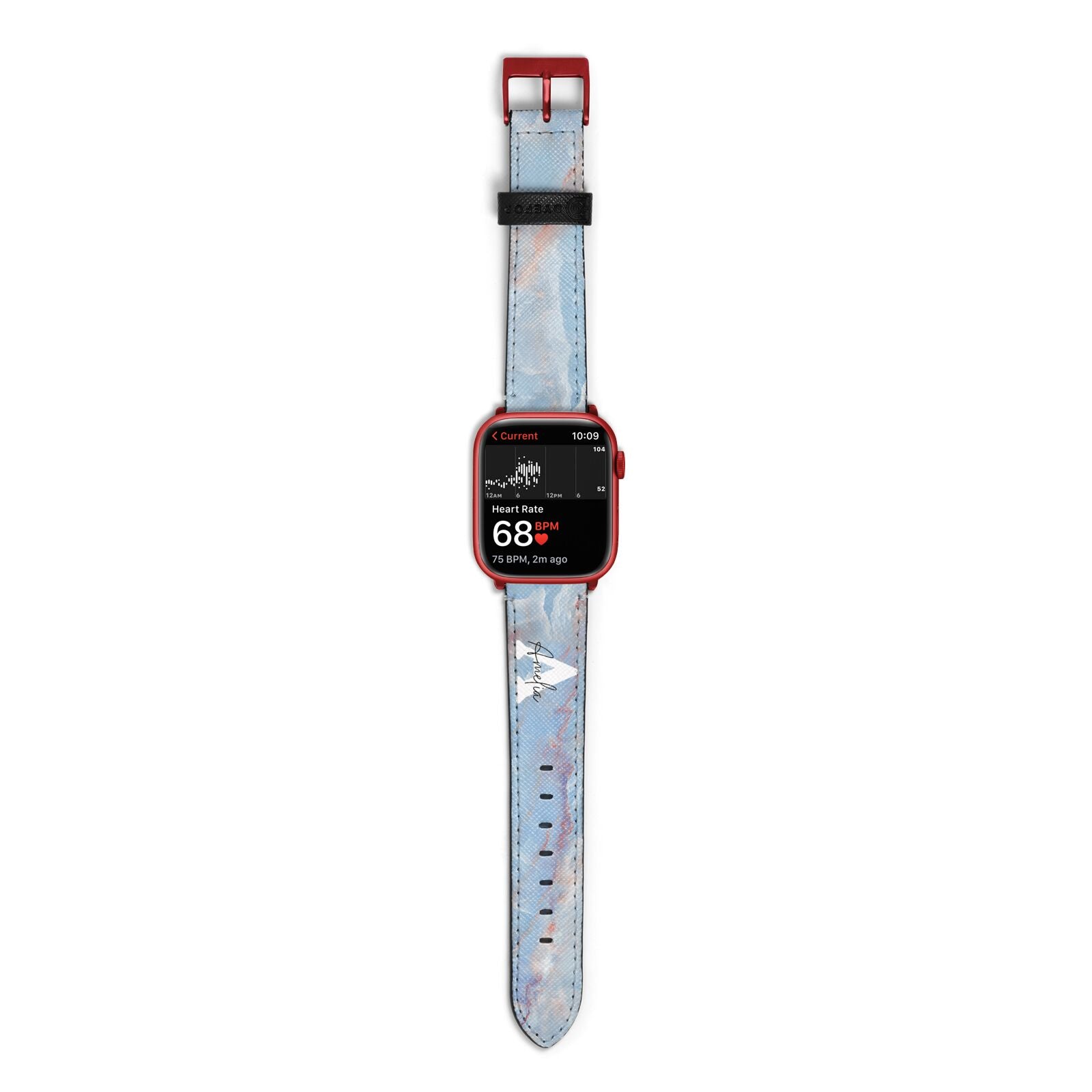 Blue Onyx Marble Apple Watch Strap Size 38mm with Red Hardware