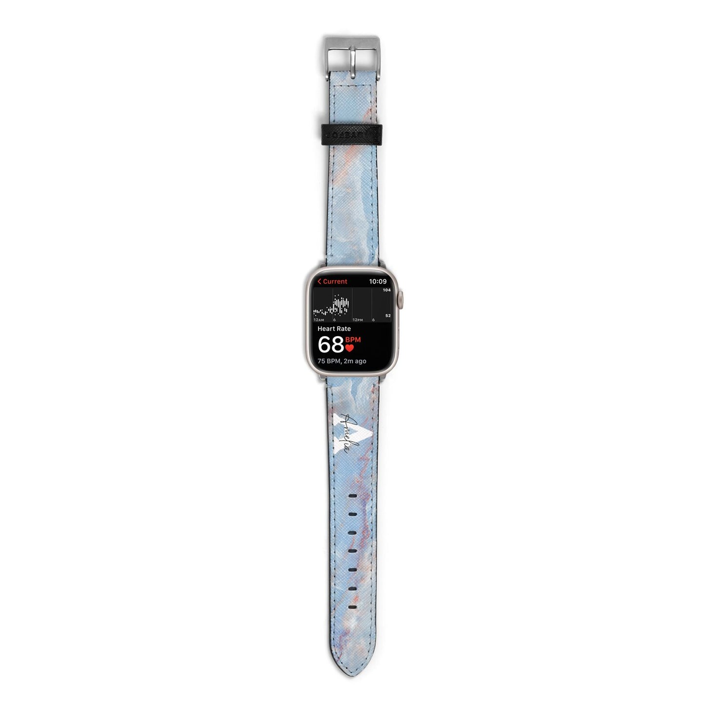 Blue Onyx Marble Apple Watch Strap Size 38mm with Silver Hardware