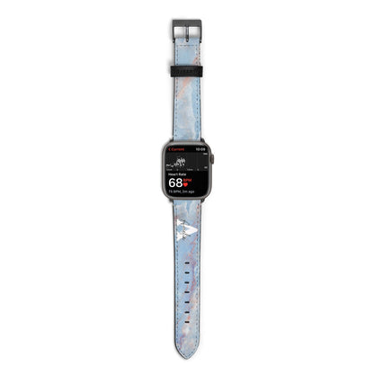 Blue Onyx Marble Apple Watch Strap Size 38mm with Space Grey Hardware