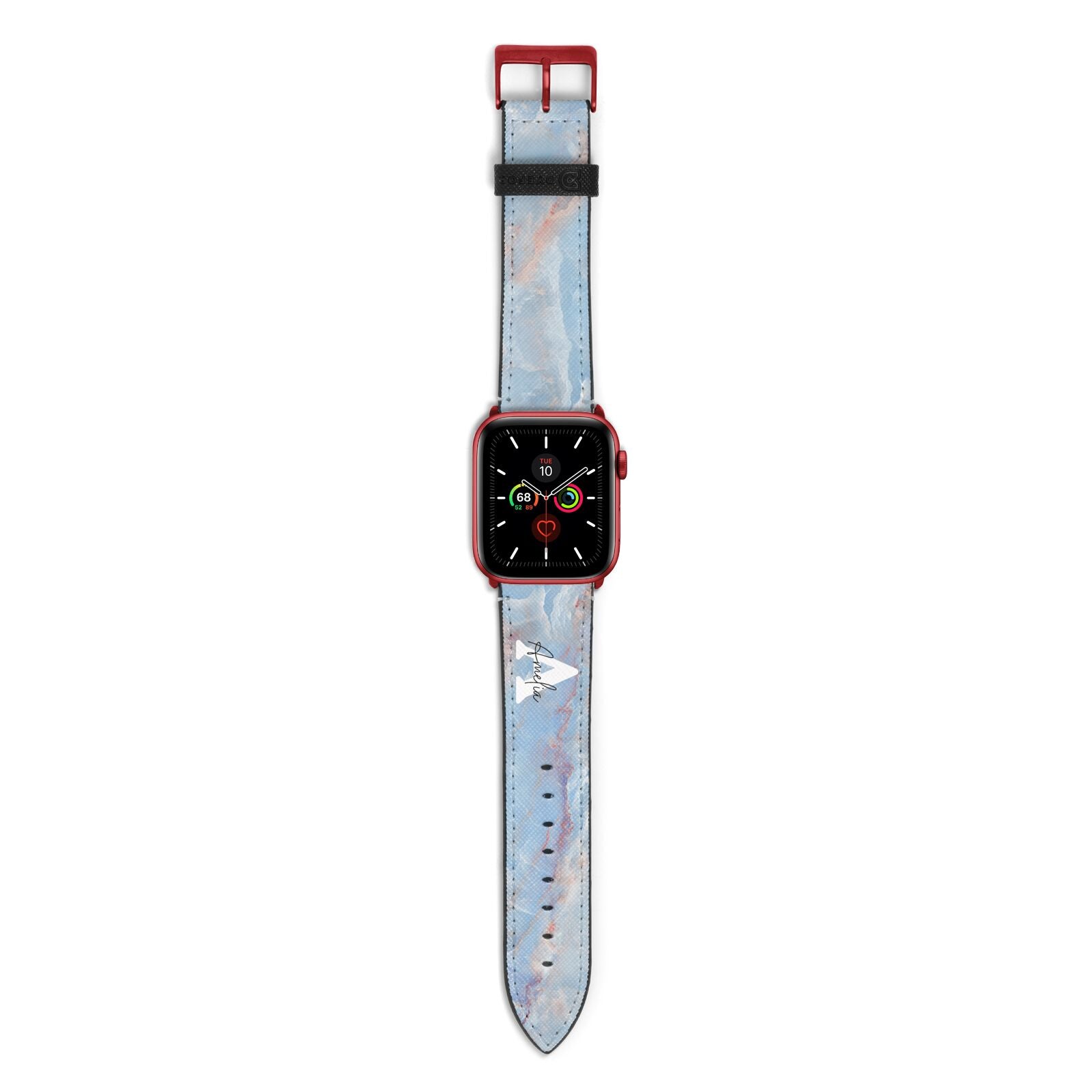 Blue Onyx Marble Apple Watch Strap with Red Hardware