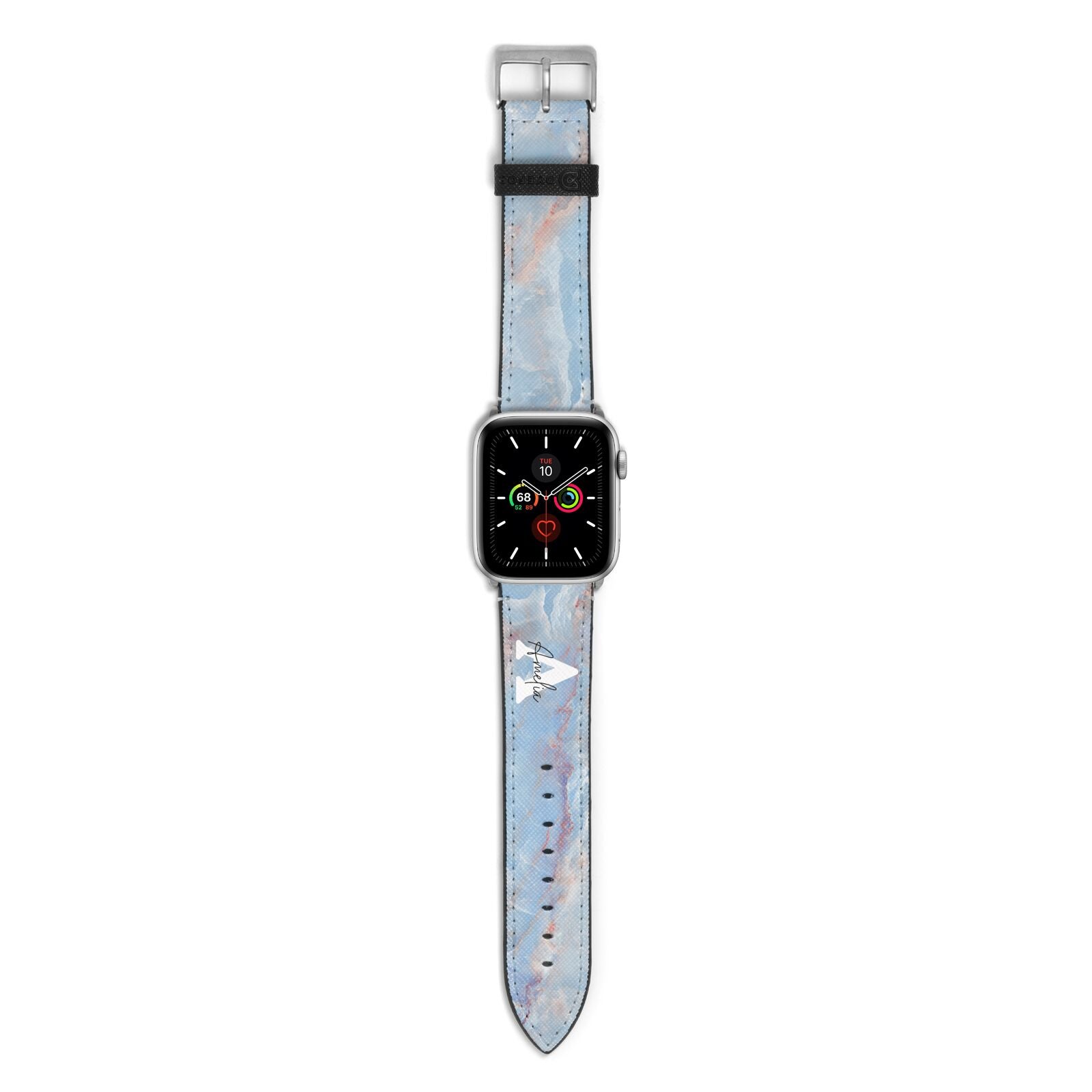 Blue Onyx Marble Apple Watch Strap with Silver Hardware