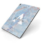 Blue Onyx Marble Apple iPad Case on Grey iPad Side View