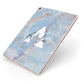 Blue Onyx Marble Apple iPad Case on Rose Gold iPad Side View