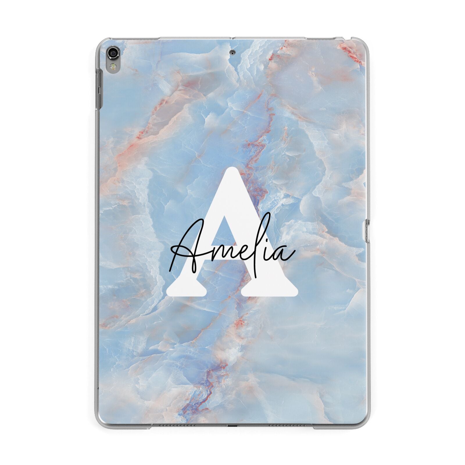 Blue Onyx Marble Apple iPad Grey Case