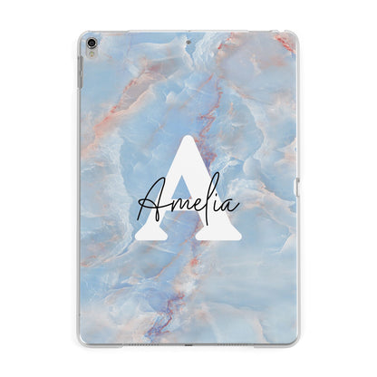 Blue Onyx Marble Apple iPad Silver Case