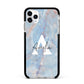 Blue Onyx Marble Apple iPhone 11 Pro Max in Silver with Black Impact Case