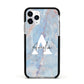 Blue Onyx Marble Apple iPhone 11 Pro in Silver with Black Impact Case