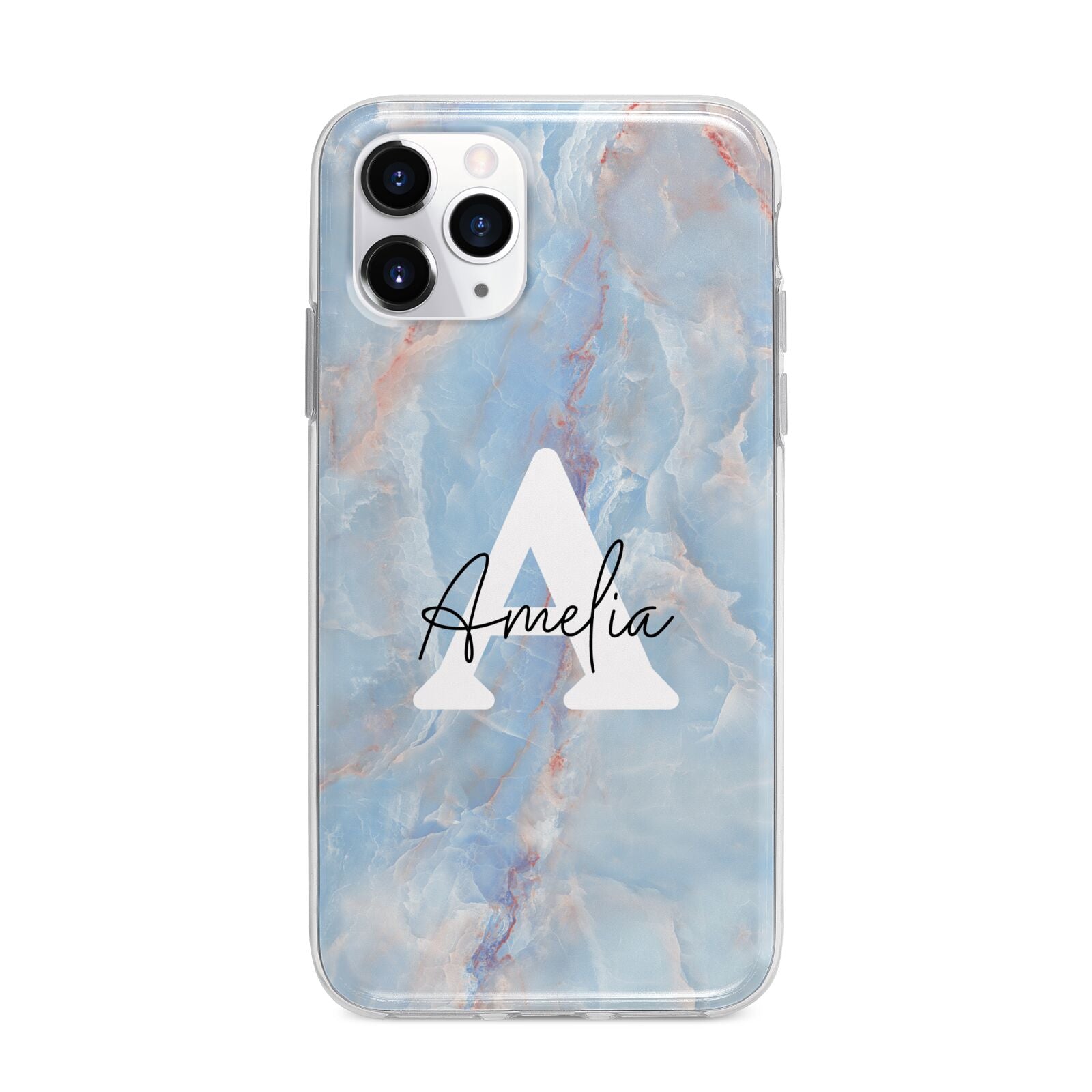 Blue Onyx Marble Apple iPhone 11 Pro in Silver with Bumper Case
