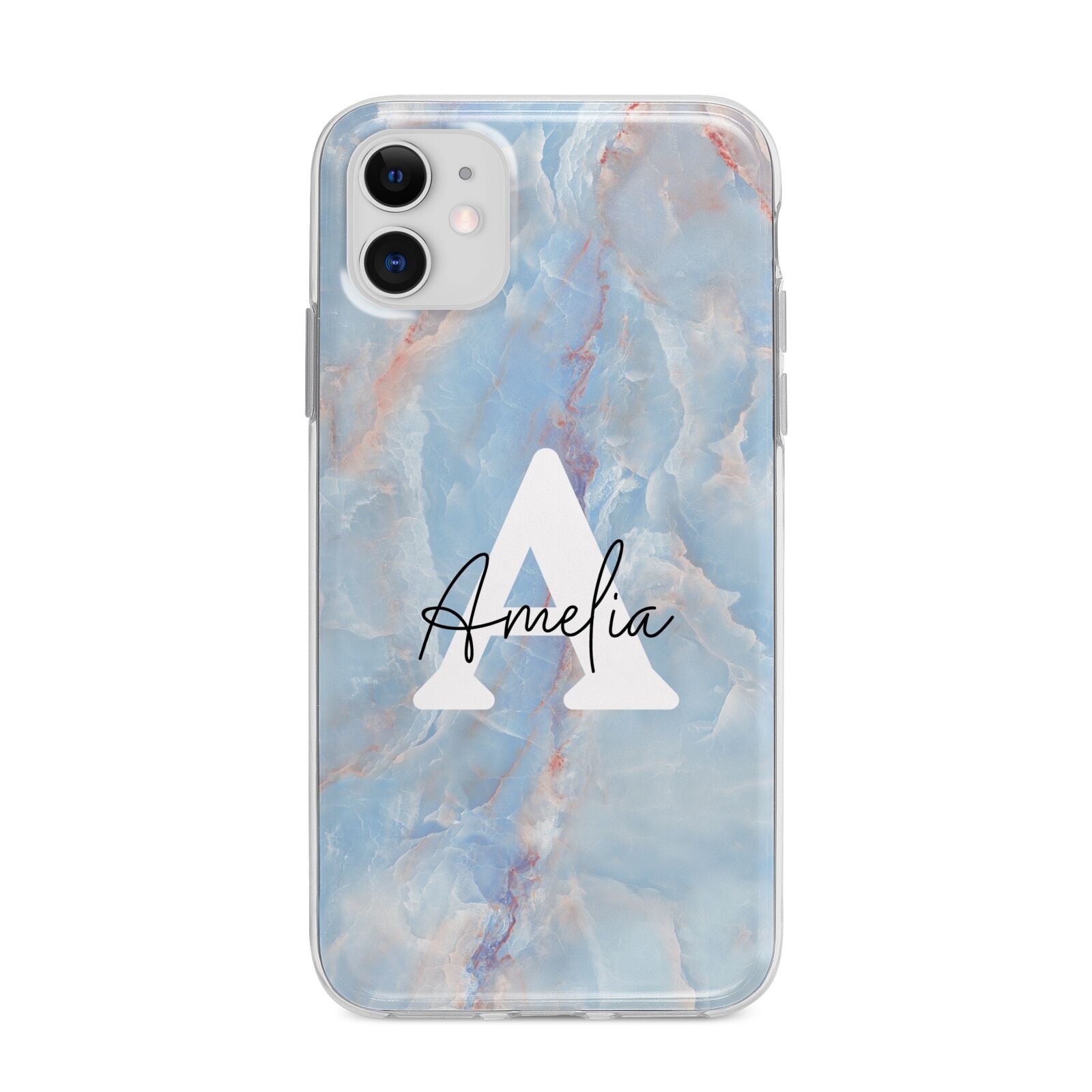 Blue Onyx Marble Apple iPhone 11 in White with Bumper Case