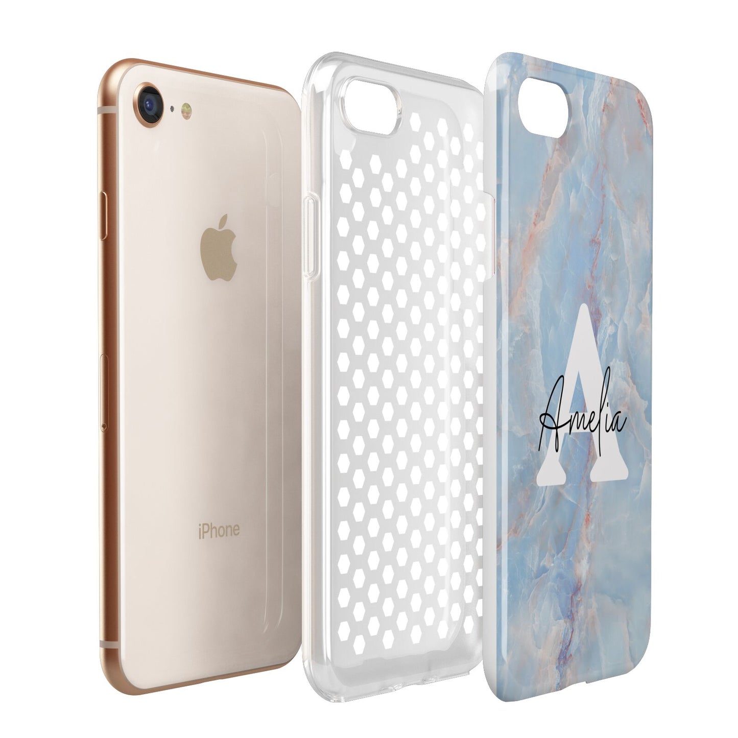 Blue Onyx Marble Apple iPhone 7 8 3D Tough Case Expanded View