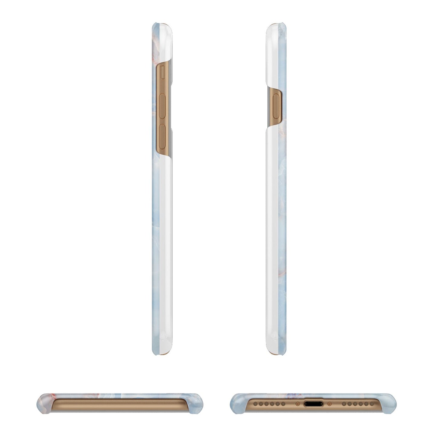 Blue Onyx Marble Apple iPhone 7 8 3D Wrap Snap Case Angled Images