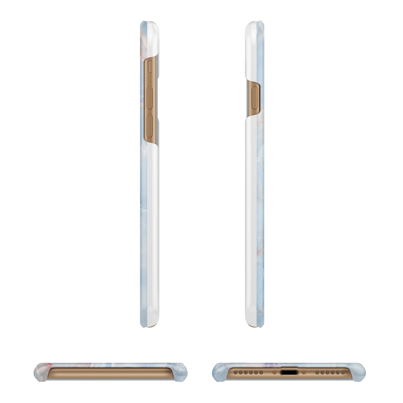 Blue Onyx Marble Apple iPhone 7 8 3D Wrap Snap Case Angled Images