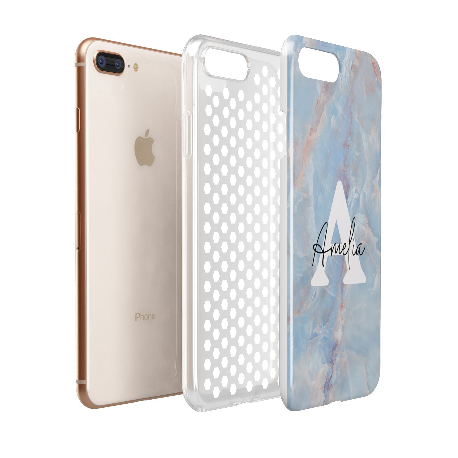 Blue Onyx Marble Apple iPhone 7 8 Plus 3D Tough Case Expanded View